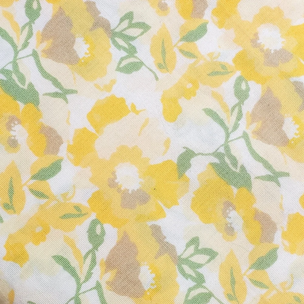Martha Stewart 100% Cotton Yellow Garden Floral Full Set Of Sheets Pillowcases